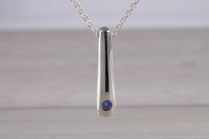 Natural Blue Sapphire set Silver Necklace