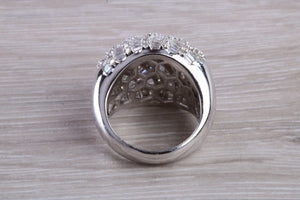 Very large natural Diamond set ladies dress ring. round and baguette cut diamonds, 18ct gold. Dress, cocktail, anniversary,statement ring