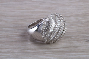 Very large natural Diamond set ladies dress ring. round and baguette cut diamonds, 18ct gold. Dress, cocktail, anniversary,statement ring