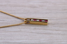 Load image into Gallery viewer, Natural Ruby and Diamond Pendant Set in 18ct yellow Gold With Chain.Real Rubies and Diamonds. Perfect Anniversary Gift