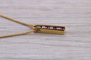 Natural Ruby and Diamond Pendant Set in 18ct yellow Gold With Chain.Real Rubies and Diamonds. Perfect Anniversary Gift