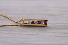 Load image into Gallery viewer, Natural Ruby and Diamond Pendant Set in 18ct yellow Gold With Chain.Real Rubies and Diamonds. Perfect Anniversary Gift