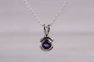 Round cut Half carat Amethyst set White Gold Necklace