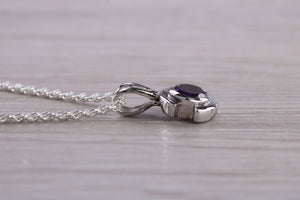 Round cut Half carat Amethyst set White Gold Necklace