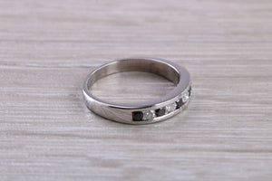 Black and White Diamond set White Gold Eternity Ring