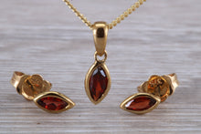 Load image into Gallery viewer, Marquise cut Garnet Earrings with Matching Necklace
