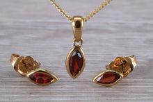 Load image into Gallery viewer, Marquise cut Garnet Earrings with Matching Necklace