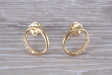 Load image into Gallery viewer, 9ct Gold Oval C Z Stud Ear Rings