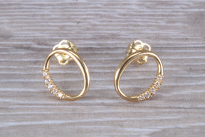 9ct Gold Oval C Z Stud Ear Rings