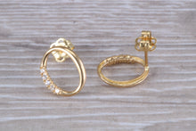 Load image into Gallery viewer, 9ct Gold Oval C Z Stud Ear Rings