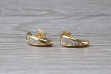 Load image into Gallery viewer, 9ct Gold Half Hoop C Z Stud Earrings