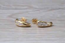 Load image into Gallery viewer, 9ct Gold Half Hoop C Z Stud Earrings
