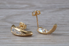 Load image into Gallery viewer, 9ct Gold Half Hoop C Z Stud Earrings
