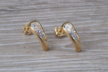 Load image into Gallery viewer, 9ct Gold Half Hoop C Z Stud Earrings