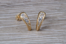Load image into Gallery viewer, 9ct Gold Half Hoop C Z Stud Earrings
