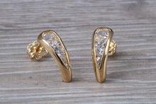 Load image into Gallery viewer, 9ct Gold Half Hoop C Z Stud Earrings