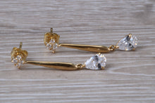 Load image into Gallery viewer, 9ct Gold Pear Dropper C Z Stud Earrings