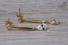 Load image into Gallery viewer, 9ct Gold Pear Dropper C Z Stud Earrings