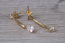 Load image into Gallery viewer, 9ct Gold Pear Dropper C Z Stud Earrings