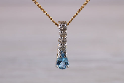 Tear Drop Aquamarine and Diamond set Necklace