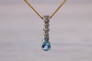 Tear Drop Aquamarine and Diamond set Necklace