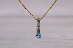 Tear Drop Aquamarine and Diamond set Necklace