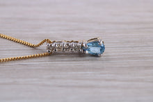 Load image into Gallery viewer, Tear Drop Aquamarine and Diamond set Necklace