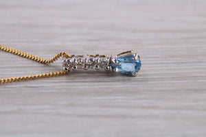Tear Drop Aquamarine and Diamond set Necklace