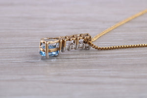 Tear Drop Aquamarine and Diamond set Necklace