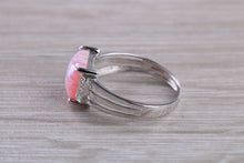 Load image into Gallery viewer, Fiery Opal and Diamond ring, 9ct white gold set with Opal and natural Diamonds