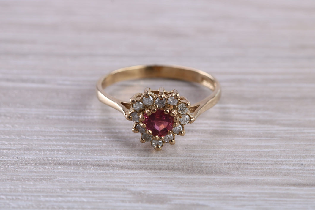 Pink Topaz and Diamond set Yellow Gold Ring