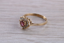 Load image into Gallery viewer, Pink Topaz and Diamond set Yellow Gold Ring