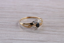 Load image into Gallery viewer, Dainty Blue Sapphire and Diamond Ring
