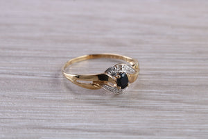 Dainty Blue Sapphire and Diamond Ring