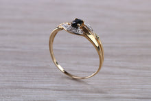 Load image into Gallery viewer, Dainty Blue Sapphire and Diamond Ring