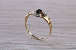 Dainty Blue Sapphire and Diamond Ring