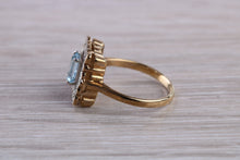 Load image into Gallery viewer, Blue Topaz and Diamond set Yellow Gold Ring