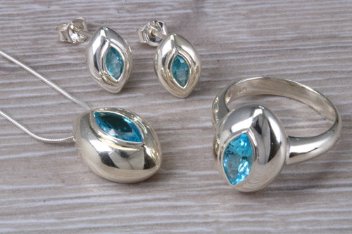 Natural Blue Topaz Full Jewellery Gift Set