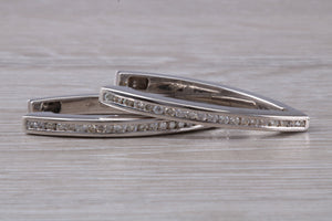 Very long Diamond set half hoop earrings. 18ct Gold with Latchback fittings, very very dressy earrings with top F VS1 grade Diamonds