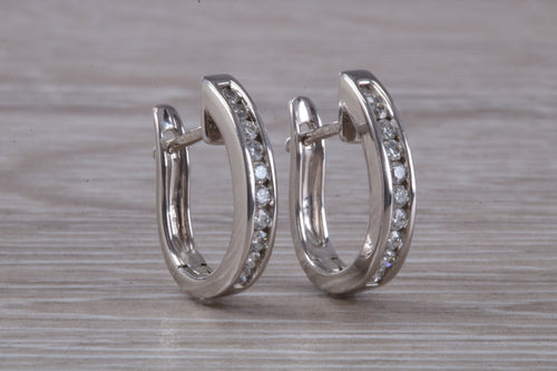 Diamond set 18ct White Gold Hoop earrings