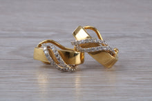 Load image into Gallery viewer, Dressy Diamond set 18ct Yellow Gold Hoop Earrings