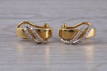 Load image into Gallery viewer, Dressy Diamond set 18ct Yellow Gold Hoop Earrings