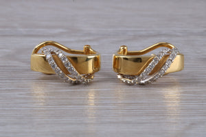 Dressy Diamond set 18ct Yellow Gold Hoop Earrings