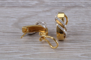 Dressy Diamond set 18ct Yellow Gold Hoop Earrings