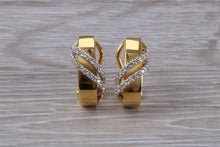 Load image into Gallery viewer, Dressy Diamond set 18ct Yellow Gold Hoop Earrings