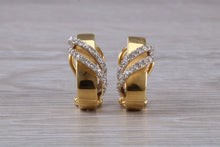 Load image into Gallery viewer, Dressy Diamond set 18ct Yellow Gold Hoop Earrings