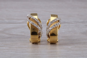 Dressy Diamond set 18ct Yellow Gold Hoop Earrings
