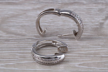 Load image into Gallery viewer, Double row Diamond set 18ct White Gold Hoop Earrings