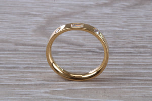 Baguette and Round cut Diamond set 18ct Yellow Gold Ring