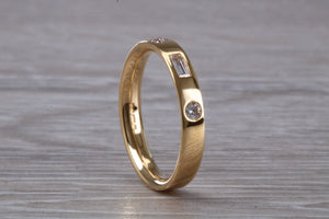 Baguette and Round cut Diamond set 18ct Yellow Gold Ring